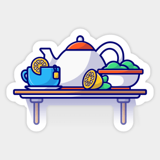 Tea Time Cartoon Vector Icon Illustration Sticker